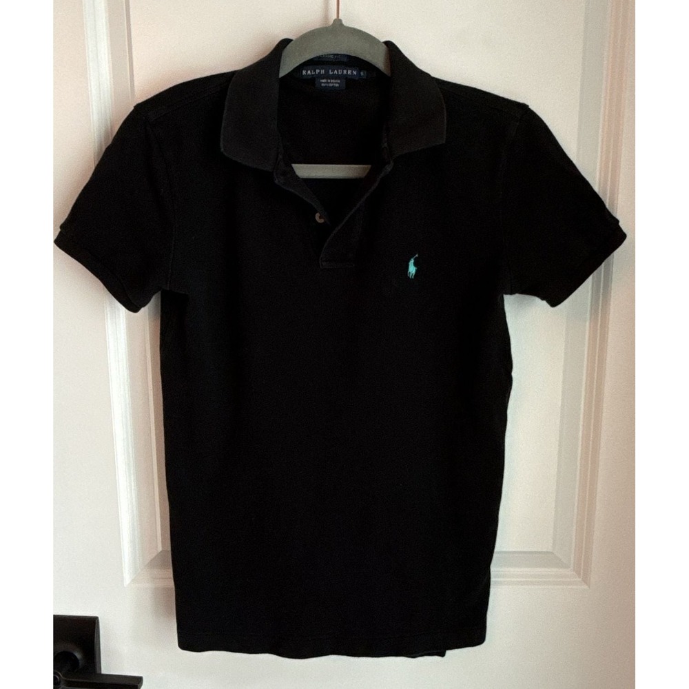 Ralph Lauren The Skinny Polo Black with Teal Logo